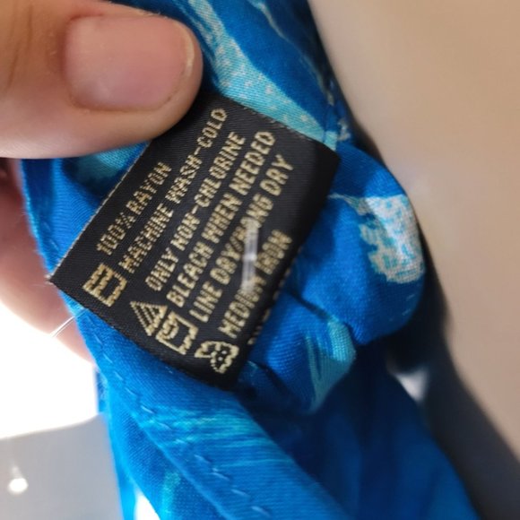 in gear Hawaiian blue palm tree one size outfit bikini top with tie pants. - Picture 5 of 10